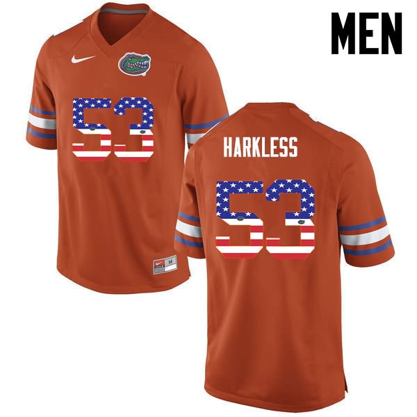 Men's NCAA Florida Gators Kavaris Harkless #53 Stitched Authentic USA Flag Fashion Nike Orange College Football Jersey YGR6865YQ